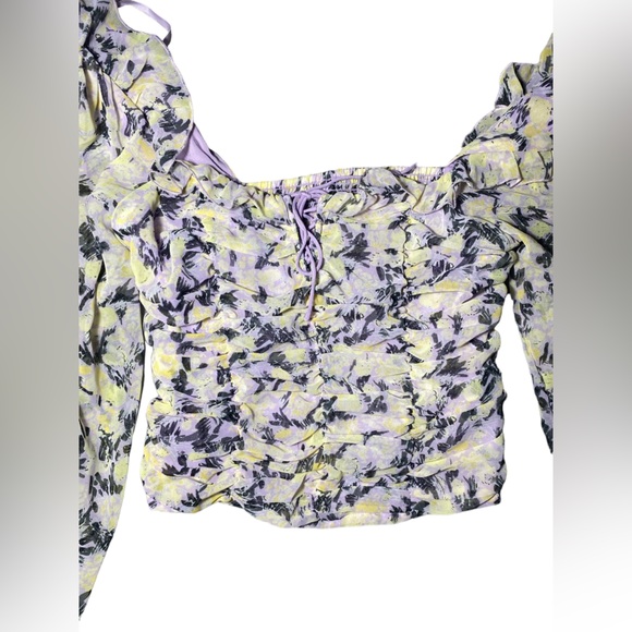 FREE PEOPLE | Mabel Structured Blouse w/ Lace-up Front   | Floral Lilac Combo |S - Picture 3 of 12